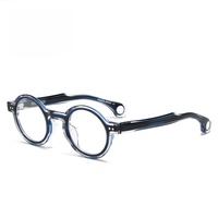 CHARMLIBRARY Monturas Ópticas de Acetato Estilo Japonés, Montura Completa, Puente con Diseño de Orificio, Diseño en Capas, Listas para Lentes Graduadas, Logotipo Personalizado, Gafas