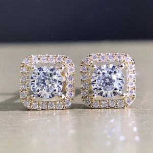Pendientes pequeños cuadrados para mujer, estilo minimalista brillante, joyería elegante para las orejas - Product Image 3