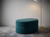Banc ottoman rond en laine d'agneau rembourré avec couvercle de rangement pour chambre, entrée et salon - Vente en gros