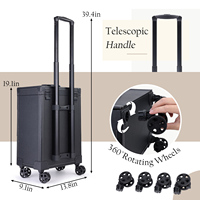 Valise de maquillage professionnelle à roulettes en aluminium de grande capacité, valise de rangement pour esthéticienne, boîte à outils de barbier, chariot rétro pour nail art