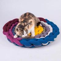 Couverture en laine islandaise faite à la main velours chaud coton nid pour animaux de compagnie oreiller coussin épais fil mélangé bandes à tricoter sac