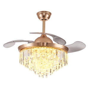 Ventilador de Techo Moderno con Cristales LED, 5 Velocidades, 5 Aspas, Control Remoto, Regulable, CRI 90, 2700K, Luz Cálida, Montaje Empotrado, para Sala de Estar - Product Image 2