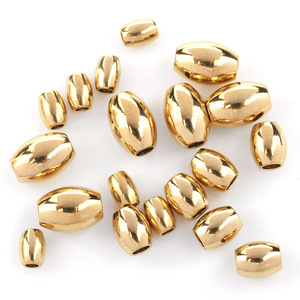 Cuentas ovaladas de acero inoxidable doradas en forma de baqueta, lisas y chapadas, cuentas sueltas espaciadoras para hacer pulseras. - Product Image 1