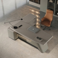 Bureau de direction en forme de L Yiloya avec pieds en métal modernes, grand bureau de PDG avec armoire latérale