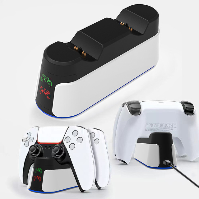 5202 RGB Dual Controller Charging Dock for Gaming Handles 2-Slot Charging Station for PS5 Compatible Slim Edition Controllers