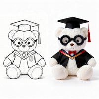 Boneka Teddy Wisuda Warna Kustom Grosir dengan Topi dan Jubah Isi Kapas Plush Mini Hadiah dengan Kacamata