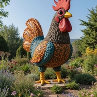Sculpture de Coq Personnalisée de Grande Taille pour Décoration Extérieure de Ferme, Sculpture de Jardin et de Cour Paysagère