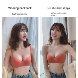 Sujetador sin Costuras de Algodón de Alta Calidad, Ropa Interior sin Tirantes para Mujer, Sujetador con Aros Finos y Fruncidos, Venta al por Mayor - Product Image 4