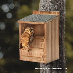 Casetta per Gufi in Legno Ecologica per Tutte le Stagioni, Gabbia per Uccelli da Esterno con Gufo Cinguettante - Product Image 5