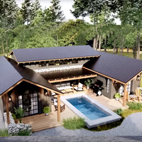 Maison modulaire de luxe en forme de U Maison préfabriquée à toit à double pente avec piscine privée Design et finitions haut de gamme