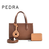 PEDRA Mercados Chinos en Línea, Bolso de Mano de Cuero PU de 2 Piezas, Color en Contraste, Bolsos de Mano de Lujo para Mujer