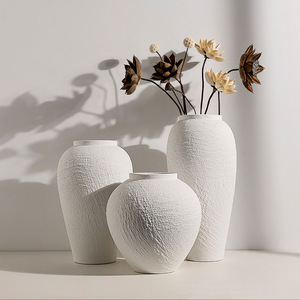Jarrón de Cerámica Wabi-Sabi Hecho a Mano <span class=keywords><strong>con</strong></span> Textura de Patrón de Piedra para Arreglos Florales de Alta Gama <span class=keywords><strong>y</strong></span> Decoración del Hogar/Hotel - Product Image 1