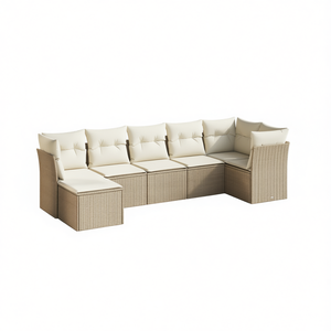 Ensemble de canapés de jardin modulaires en polyrotin beige, 7 pièces, mobilier d'extérieur au design contemporain, sièges confortables - Product Image 1