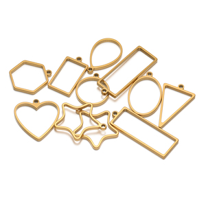 18k Vergoldete Edelstahl-Anhänger mit Hohlem Herz-, Quadrat-, Oval- und Rechteck-Design für Schmuckherstellung - Product Image 4