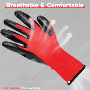 Gants en polyester rouge 13G avec gants enduits de latex froissé Guantes Recubiertos Gants de travail de sécurité en latex Vente en gros en usine - Product Image 3