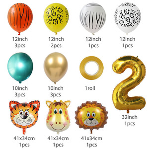 Nuevo Animal mono León Tigre vaca fiesta decoraciones conjunto látex aluminio Película número globo para fiesta de cumpleaños - Product Image 4