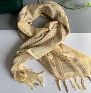 Écharpe carrée arabe en coton intégral, couleur désert et vert, douce et confortable - Product Image 4