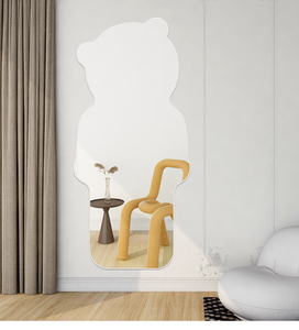 Mignon <span class=keywords><strong>petit</strong></span> ours moderne verre corps entier dressing miroir tenture murale coller Non perforé montage mural montage décor à la maison - Product Image 5