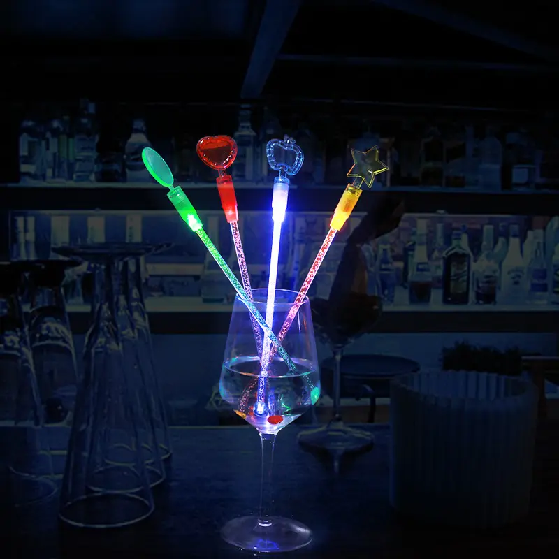 Bar Werkzeuge leuchten Swizzle Sticks LED farbige Kunststoff-Getränke rührer