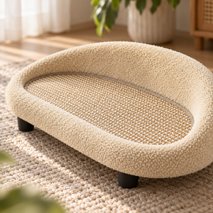 Rascador para Gatos Minimalista Moderno de Sisal Crema con Patas Elevadas, Tipo Sofá Cama, Venta al por Mayor - Product Image 5