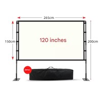Écran de projection de 84, 100 et 120 pouces avec support, anti-lumière, pliable, plaque en fer, double support, écran de projection pour cinéma en plein air
