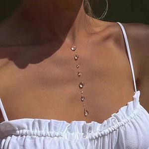 Handmade ice-permeated bead <b>necklace</b> niche design minimalist style high-end sense water <b>drop</b> earrings accessories - Product Image 3