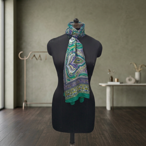100% <b>Silk</b> Jacquard Paisley <b>Scarf</b> Women Summer Shawl Printed Neck <b>Scarf</b> for Daily Wear - Product Image 3