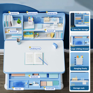 Bàn học sinh tiểu học có thể điều chỉnh chiều cao để viết bài tập về nhà, bàn học và ghế nâng cho trẻ em tại nhà - Product Image 2