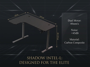 L-Shaped Gaming Desk Carbon Fiber Surface With Headphone Hook And <b>PC</b> <b>Stand</b> Right Left Configurable - Product Image 4
