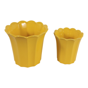Vasi in Ceramica con Bordo Ondulato e Drenaggio per Piante da Interno ed Esterno - Product Image 3