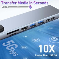SYONG Estación de Conexión 8 en 1 Displaylink a Precio Inmejorable, RJ45 100Mbs, HDMI 4K, USB3.0, USB2.0, Tipo C, SD, TF, PD para Computadora Portátil