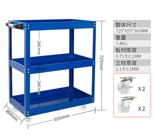 Carro de Herramientas de Tres Niveles, Carro de Taller, Caja de Herramientas Móvil, Carro de Reparación de Automóviles, Carro de Almacenamiento de Herramientas - Product Image 3