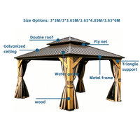 Gazebo Urbano de Techo Rígido con Estructura de Cedro Natural y Techo de Acero Galvanizado, Lujoso, Impermeable, para Balcón, Patio, Pabellón, Privacidad