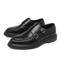 Große Größen 38-46 Herren Doppelmonkstrap-Schuhe in Schwarz und Braun, geprägte formelle Business-Schuhe.