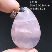 Collier pendentif tendance en forme de goutte d'eau en quartz rose naturel pour femmes et hommes, cadeau d'amour apaisant, perles en argent 925, Madagascar