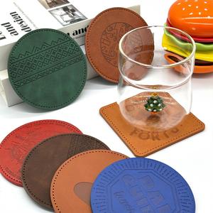 Wholesale Personal Custom Print Logo Pu Leather <b>Coaster</b> for <b>Drinks</b> <b>Coasters</b> Pad Cup Mat - Product Image 4
