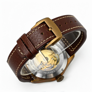 Reloj de Pulsera de Buceo Retro de Bronce para Hombre, Personalizado, Caja de Bronce Sólido, Movimiento Mecánico Automático Japonés 8215, Correa de Cuero - Product Image 2