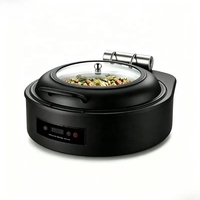 Réchauds de buffet électriques ronds de luxe en acier inoxydable 6L pour la restauration hôtelière