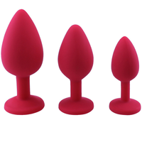 Mini plug anal en silicone noir avec gemme, jouet pour le derrière
