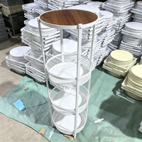 Table d'appoint ronde pliable moderne avec roulettes et panier en filet pour salon, petit espace et mobilier d'appartement