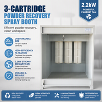 Bilik Semprot Powder Coating Open Face Kustom dengan 3 Filter Cartridge Tipe Pulse Jet dan Pembersihan Otomatis serta Pengambilan Bubuk