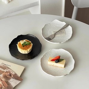 Aesthetic Stone Texture Dessert <b>Plate</b> Creative Irregular Plastic Cake <b>Plate</b> <b>Black</b> White for Restaurant Cafe Afternoon Tea - Product Image 4