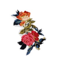 Accessoire de mode, patchs brodés à coudre ou à repasser, motif floral avec fil doré, haute qualité
