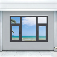 Ventana de Vidrio Fijo con Aislamiento Térmico Duradero y Rejilla de Seguridad para Oficinas Comerciales, Hoteles, Ventanas Abatibles de Acero y Plástico