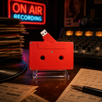 Clé USB personnalisée en forme de cassette audio 1 Go 2 Go 4 Go 8 Go pour groupe de musique, conception de logo personnalisé, cadeaux musicaux, impression de logo USB