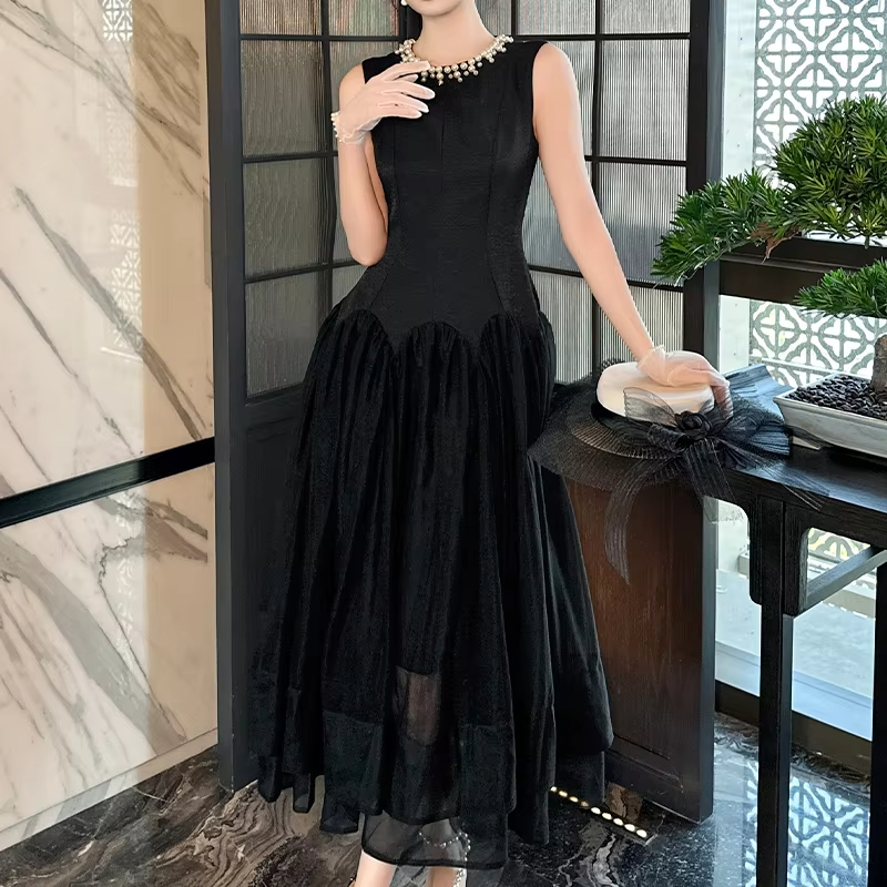New Tulle Fashion Elegant Ladies Dress Flowy Black Evening Dresses  Sleeveless Solid Colour Party Formal Dress for Women| Alibaba.com