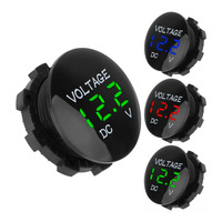 Mini voltímetro monofásico de calibre de Panel redondo con pantalla LED impermeable de 12V para coche, motocicleta, barco, RV