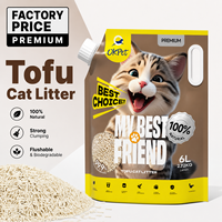 Litière pour chat au tofu 6L, biodégradable, forte agglomération, faible dispersion, contrôle des odeurs, sable naturel pour chat, vente en gros, marque privée