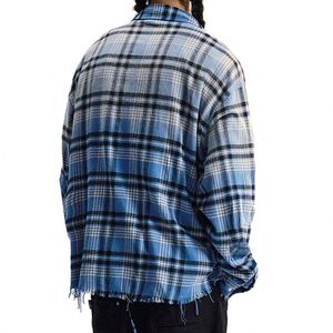 Camisa con botones a cuadros de manga larga de tela de franela de algodón 100% personalizada para hombre para primavera para camisa con botones para hombre - Product Image 4