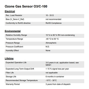 Sensor de Gas Ozono Membrapor O3/C-100, 0-100 ppm, Electroquímico, para Control de Seguridad y Procesos - Product Image 3